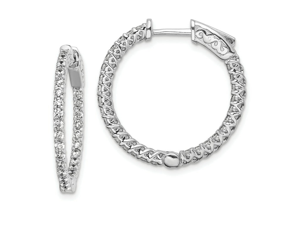 FJC Finejewelers 925 Sterling Silver Rhodium Plated CZ In and Out Hinged Hoop Earrings 24 x 24 mm