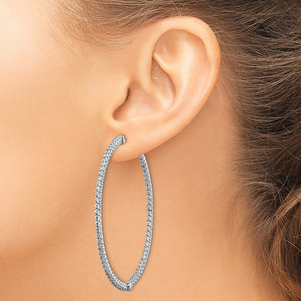 FJC Finejewelers 925 Sterling Silver Rhodium Plated CZ In and Out Hinged Hoop Earrings 51 x 51 mm