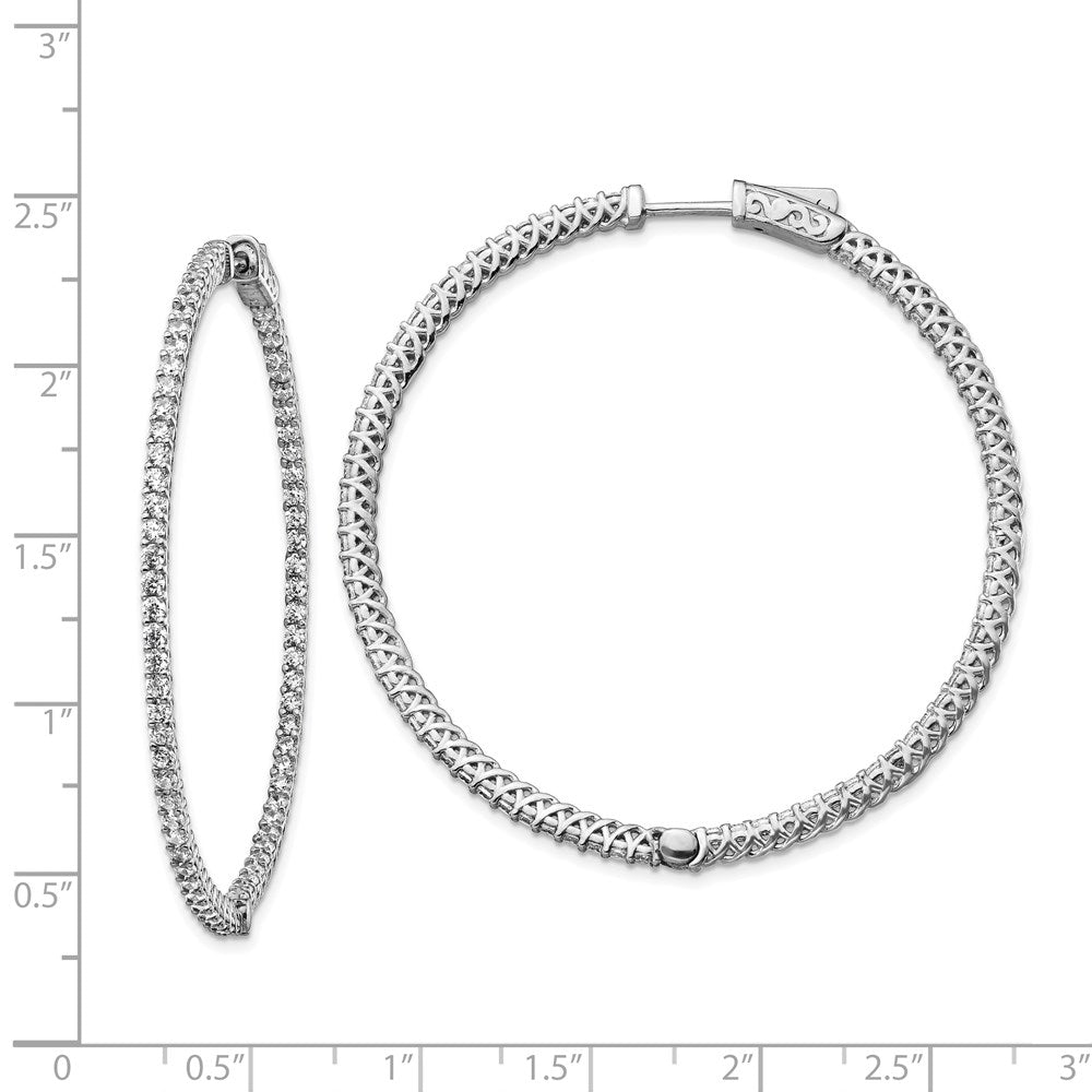 FJC Finejewelers 925 Sterling Silver Rhodium Plated CZ In and Out Hinged Hoop Earrings 51 x 51 mm