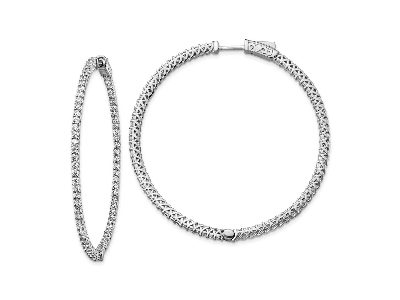 FJC Finejewelers 925 Sterling Silver Rhodium Plated CZ In and Out Hinged Hoop Earrings 51 x 51 mm