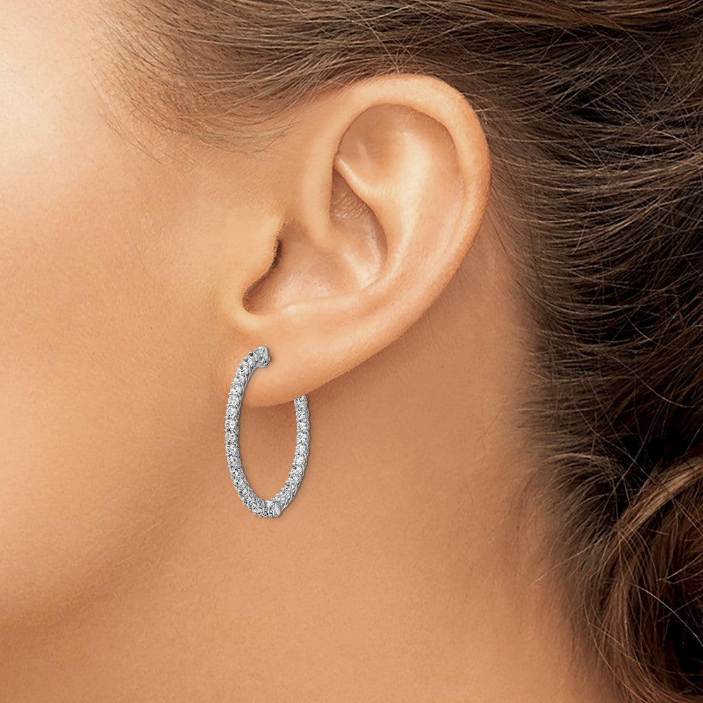 FJC Finejewelers 925 Sterling Silver Rhodium Plated CZ In and Out Hinged Hoop Earrings 29 x 29 mm