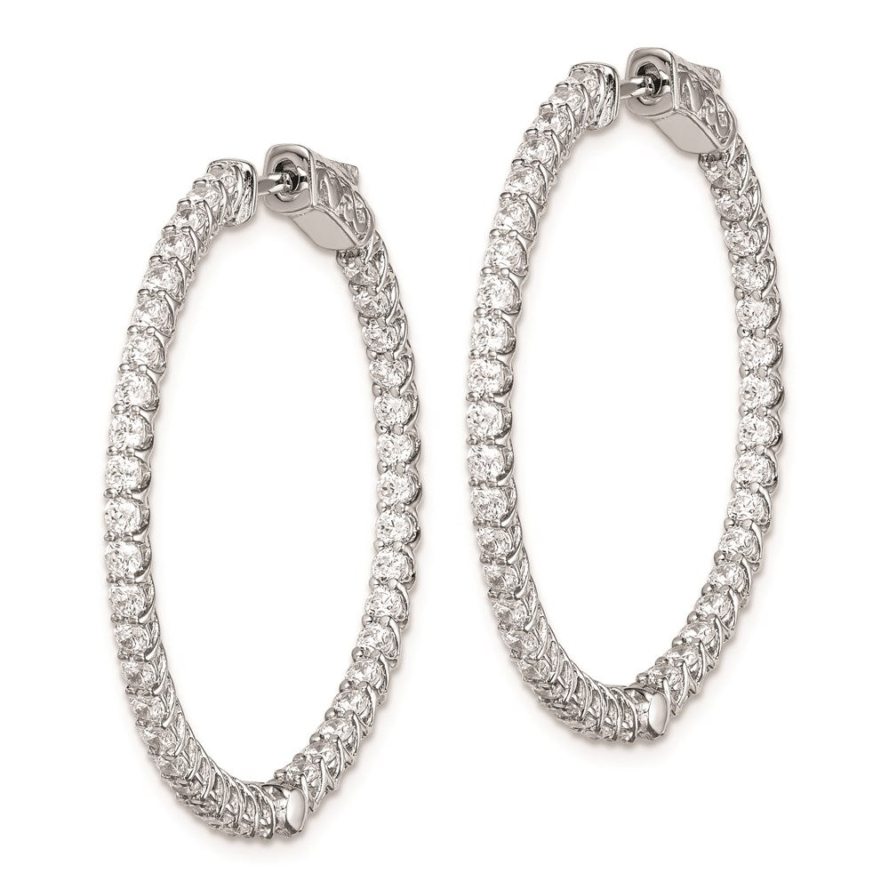 FJC Finejewelers 925 Sterling Silver  CZ 78 Stones In and Out Hinged Hoop Earrings 37 x 37 mm