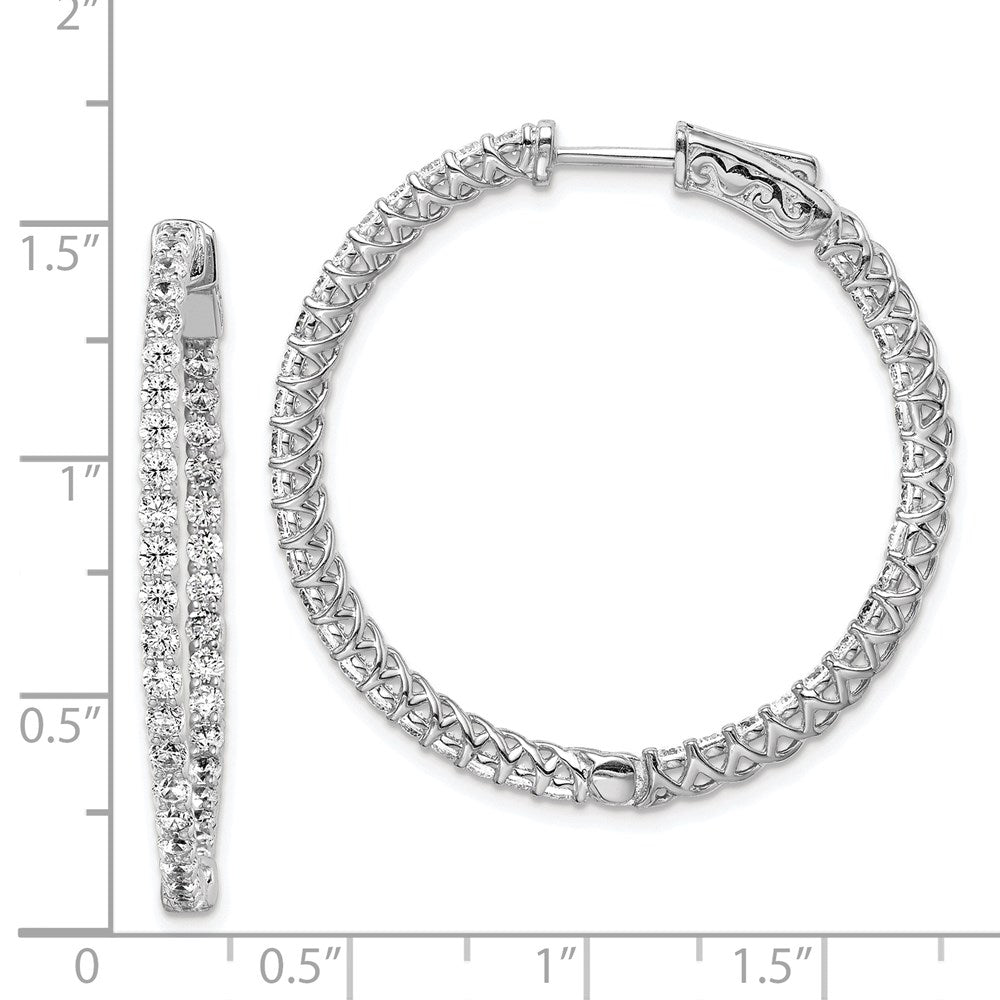 FJC Finejewelers 925 Sterling Silver  CZ 78 Stones In and Out Hinged Hoop Earrings 37 x 37 mm