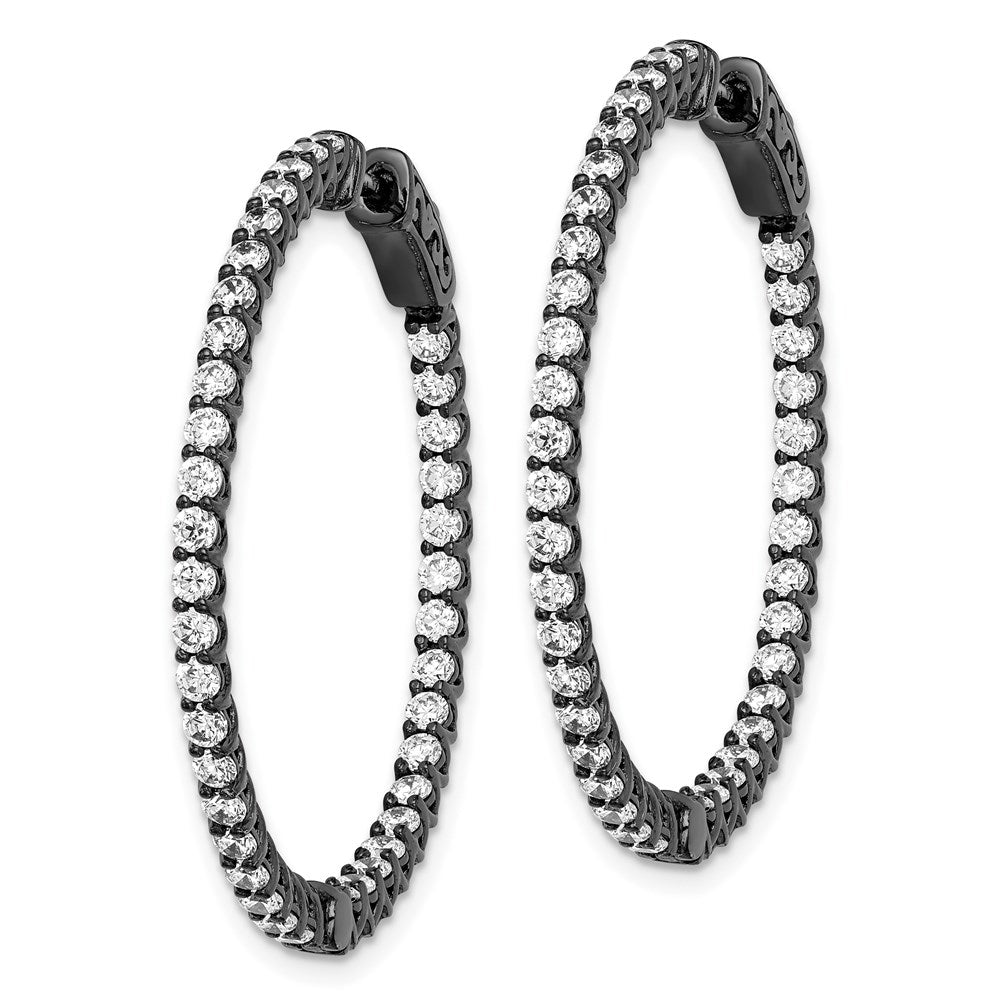 FJC Finejewelers 925 Sterling Silver Black Rhodium Plated CZ In and Out Hinged Hoop Earrings 35 x 37 mm