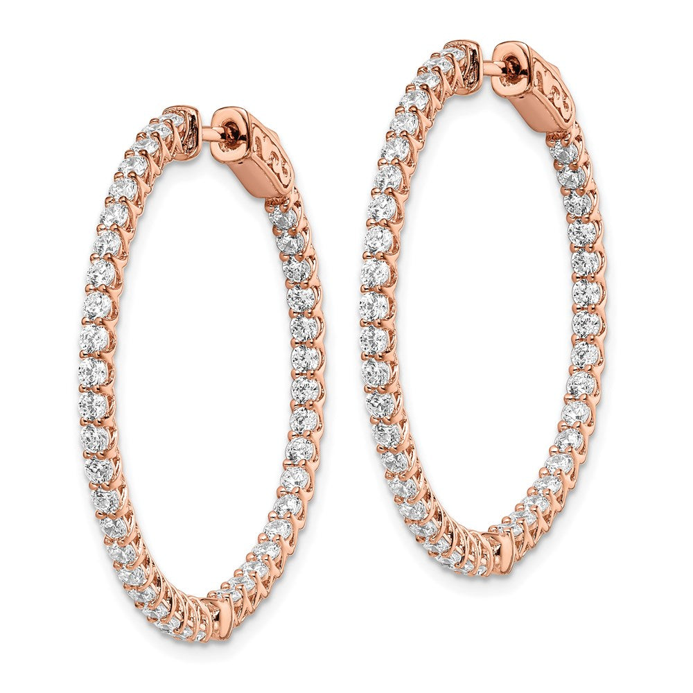 FJC Finejewelers 925 Sterling Silver Rose-tone CZ In and Out Hinged Hoop Earrings 35 x 37 mm
