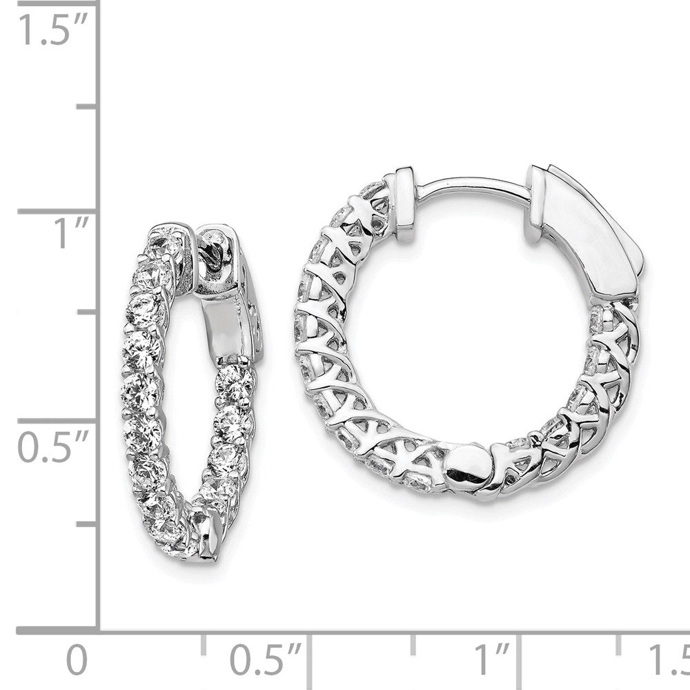 FJC Finejewelers 925 Sterling Silver Rhodium Plated CZ In and Out Hinged Hoop Earrings 21 x 21 mm