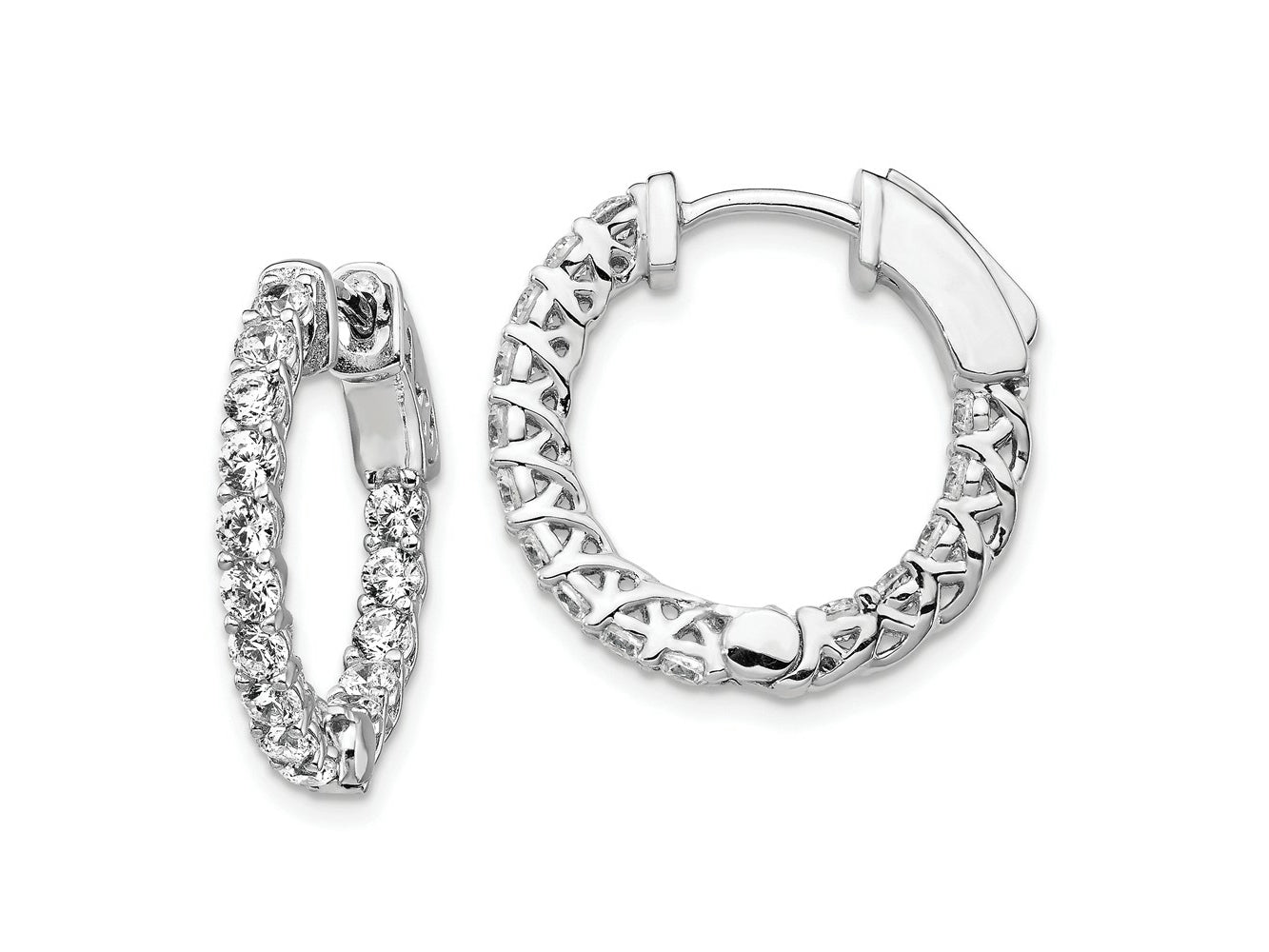 FJC Finejewelers 925 Sterling Silver Rhodium Plated CZ In and Out Hinged Hoop Earrings 21 x 21 mm