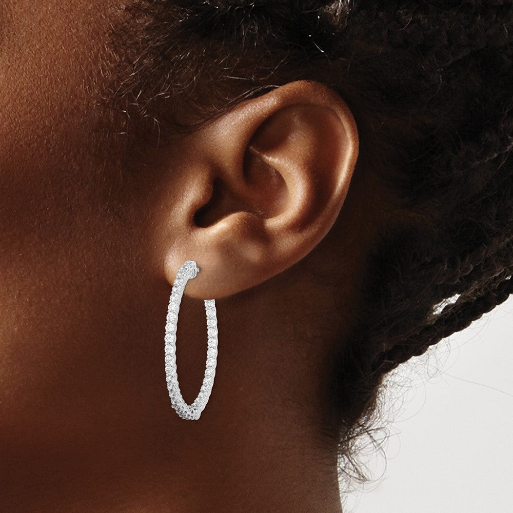 FJC Finejewelers 925 Sterling Silver Rhodium Plated CZ In and Out Hinged Hoop Earrings 36 x 35 mm