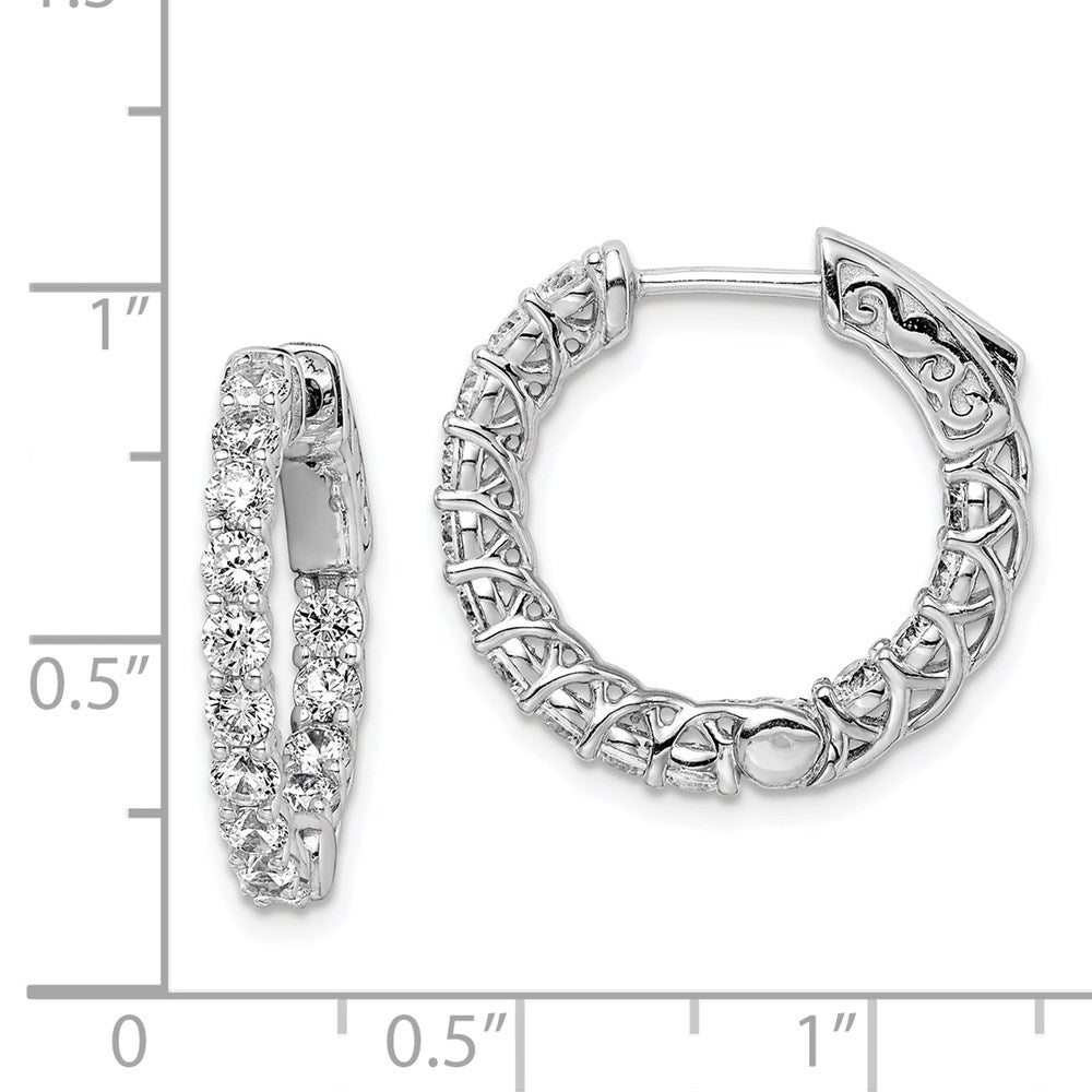 FJC Finejewelers 925 Sterling Silver Rhodium Plated CZ In and Out Hinged Hoop Earrings 20 x 21 mm