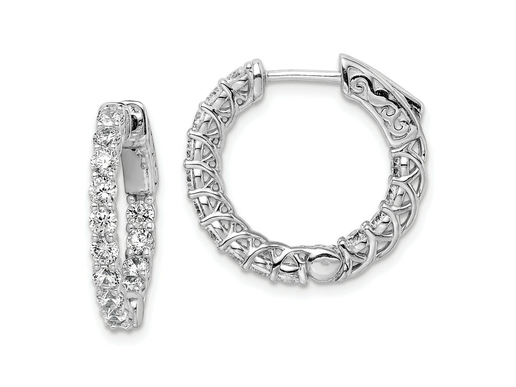 FJC Finejewelers 925 Sterling Silver Rhodium Plated CZ In and Out Hinged Hoop Earrings 20 x 21 mm
