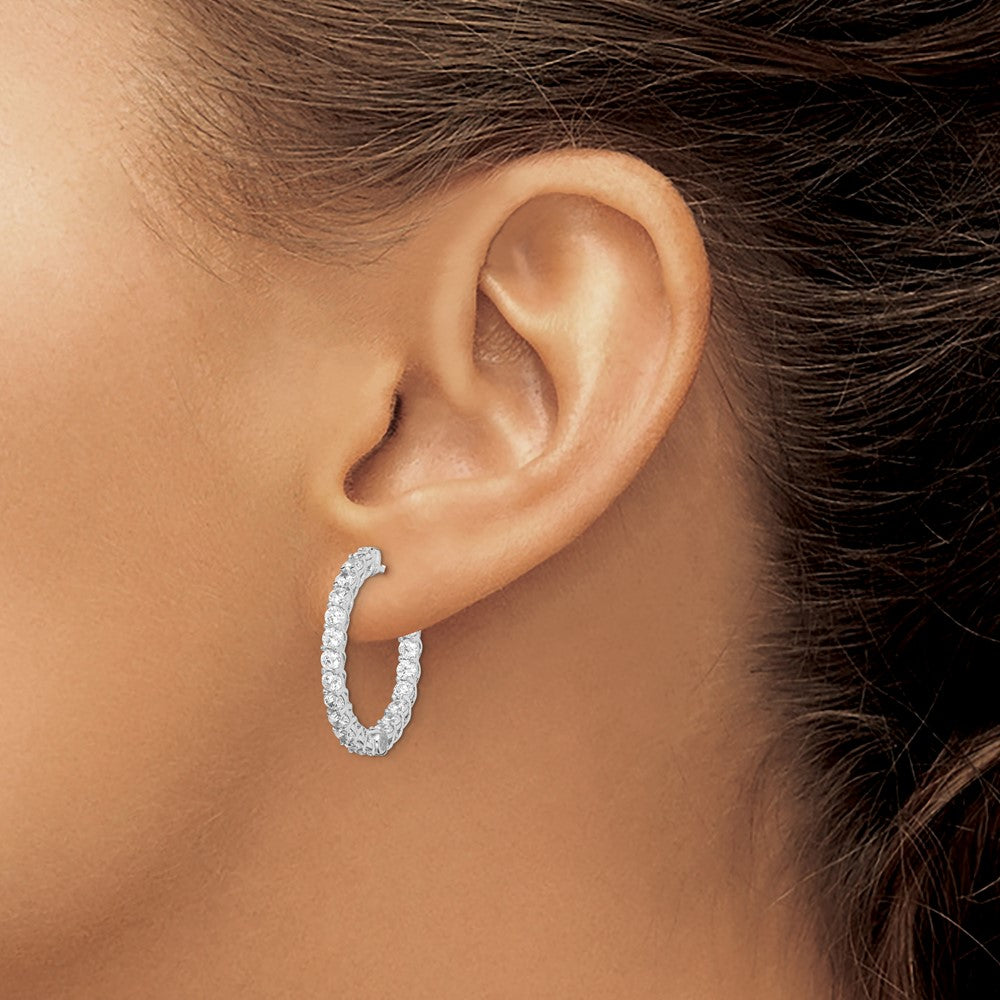 FJC Finejewelers 925 Sterling Silver Rhodium Plated CZ In and Out Hinged Hoop Earrings 25 x 25 mm