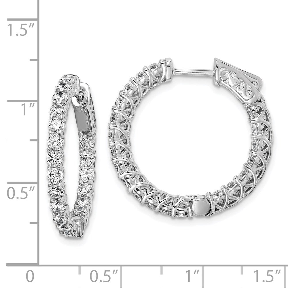 FJC Finejewelers 925 Sterling Silver Rhodium Plated CZ In and Out Hinged Hoop Earrings 25 x 25 mm