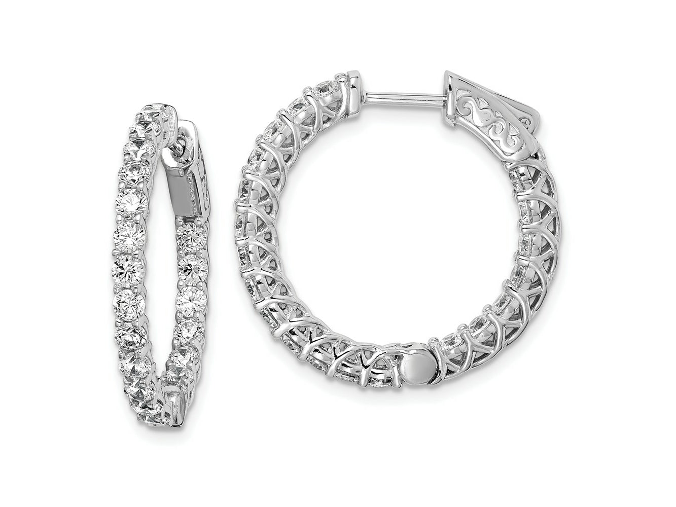 FJC Finejewelers 925 Sterling Silver Rhodium Plated CZ In and Out Hinged Hoop Earrings 25 x 25 mm
