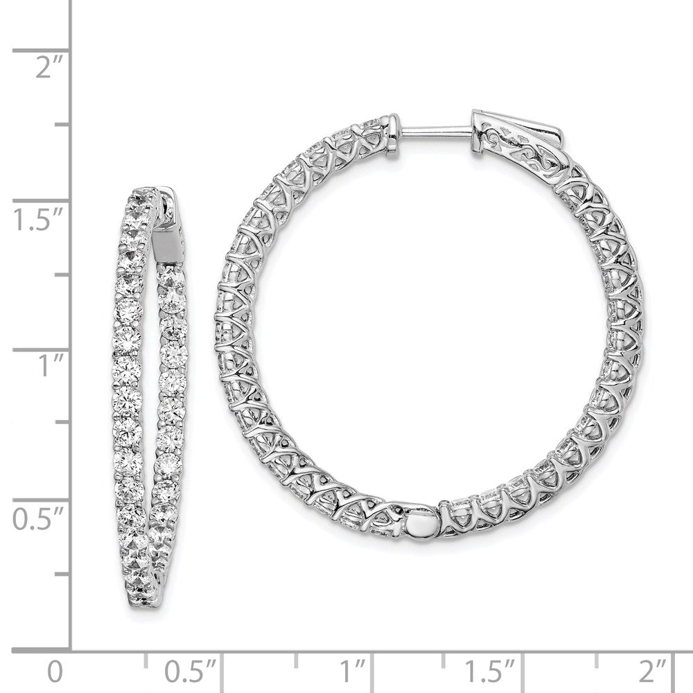 FJC Finejewelers 925 Sterling Silver Rhodium Plated CZ In and Out Hinged Hoop Earrings 36 x 36 mm