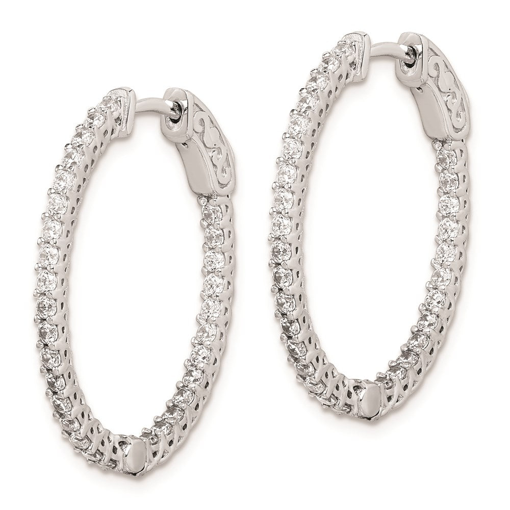 FJC Finejewelers 925 Sterling Silver Rhodium Plated CZ Hinged Oval Hoop Earrings 29 x 23 mm
