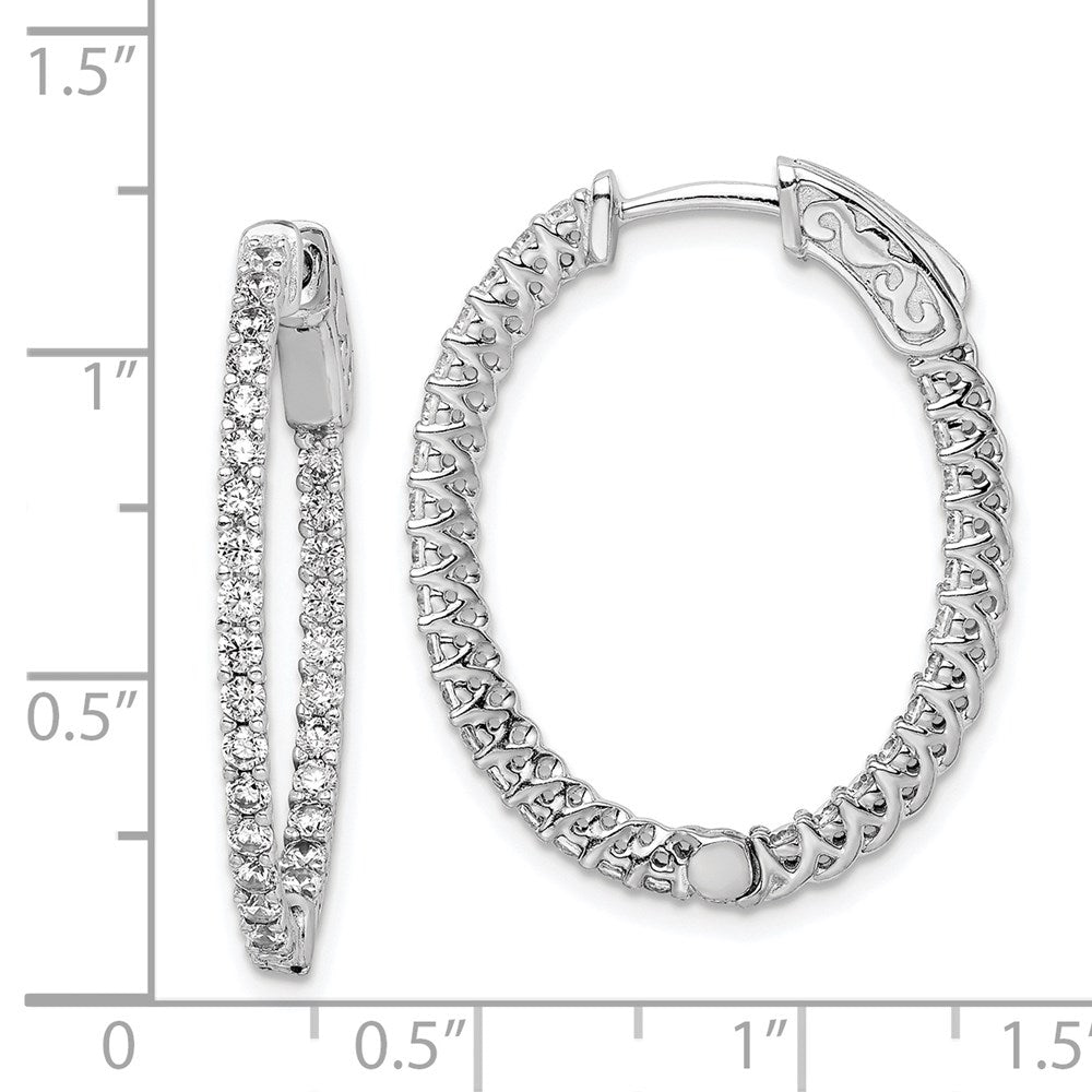 FJC Finejewelers 925 Sterling Silver Rhodium Plated CZ Hinged Oval Hoop Earrings 29 x 23 mm