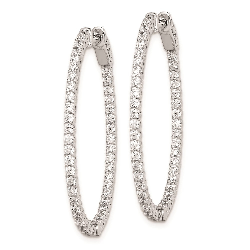 FJC Finejewelers 925 Sterling Silver Rhodium Plated CZ Hinged Oval Hoop Earrings 37 x 30 mm