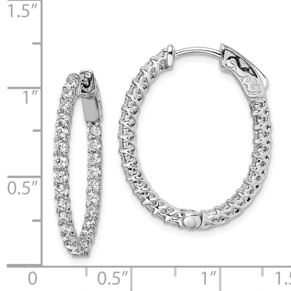 FJC Finejewelers 925 Sterling Silver Rhodium Plated CZ Hinged Oval Hoop Earrings 27 x 22 mm