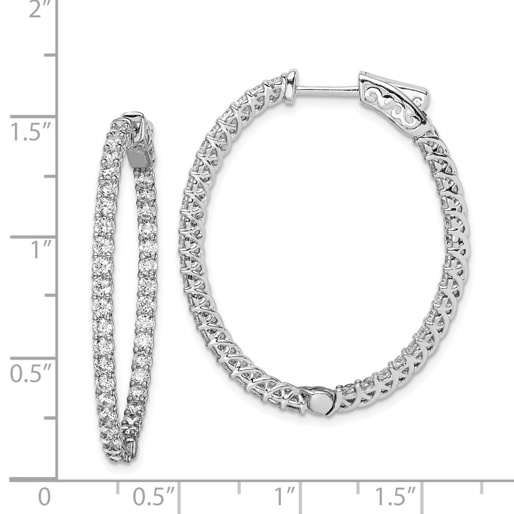 FJC Finejewelers 925 Sterling Silver Rhodium Plated CZ Hinged Oval Hoop Earrings 36 x 30 mm