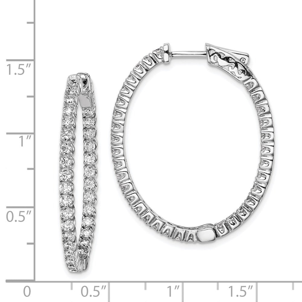 FJC Finejewelers 925 Sterling Silver Rhodium Plated CZ Hinged Oval Hoop Earrings 33 x 28 mm