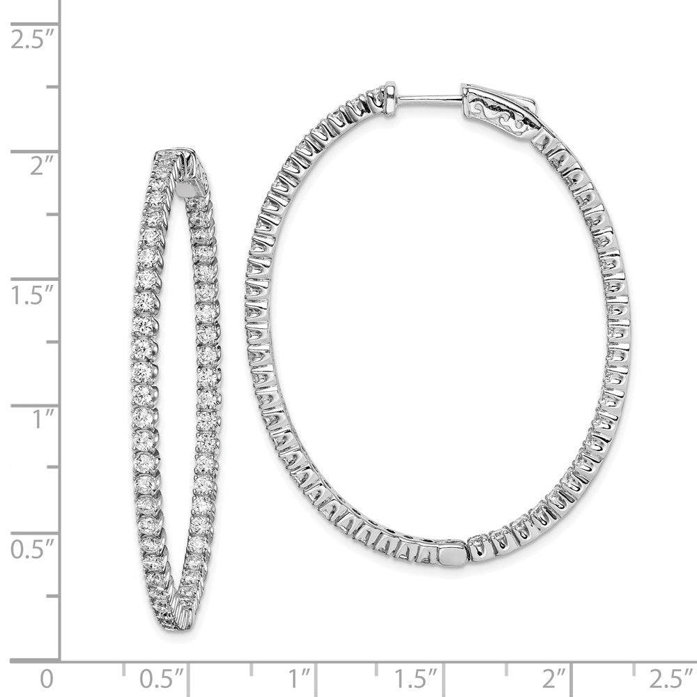 FJC Finejewelers 925 Sterling Silver Rhodium Plated CZ Hinged Oval Hoop Earrings 48 x 38 mm