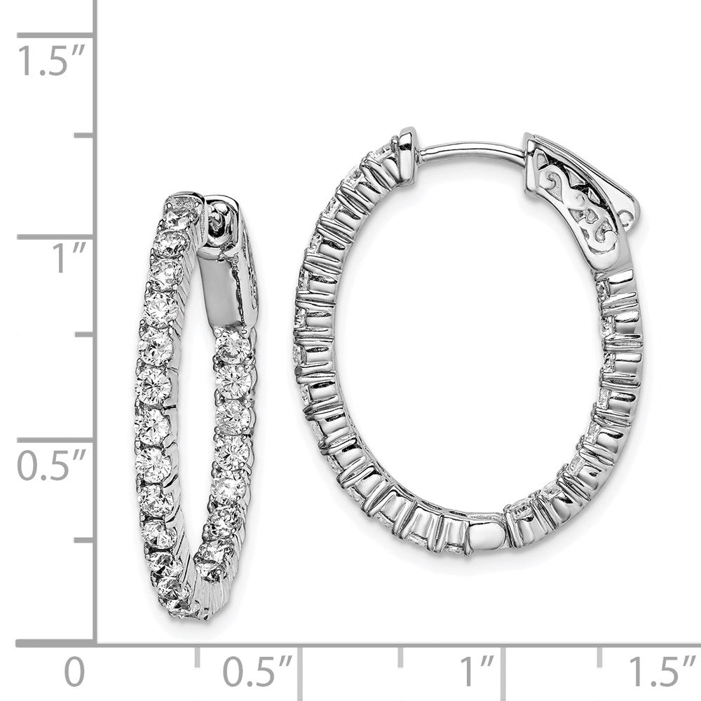 FJC Finejewelers 925 Sterling Silver Rhodium Plated CZ Hinged Oval Hoop Earrings 26 x 22 mm