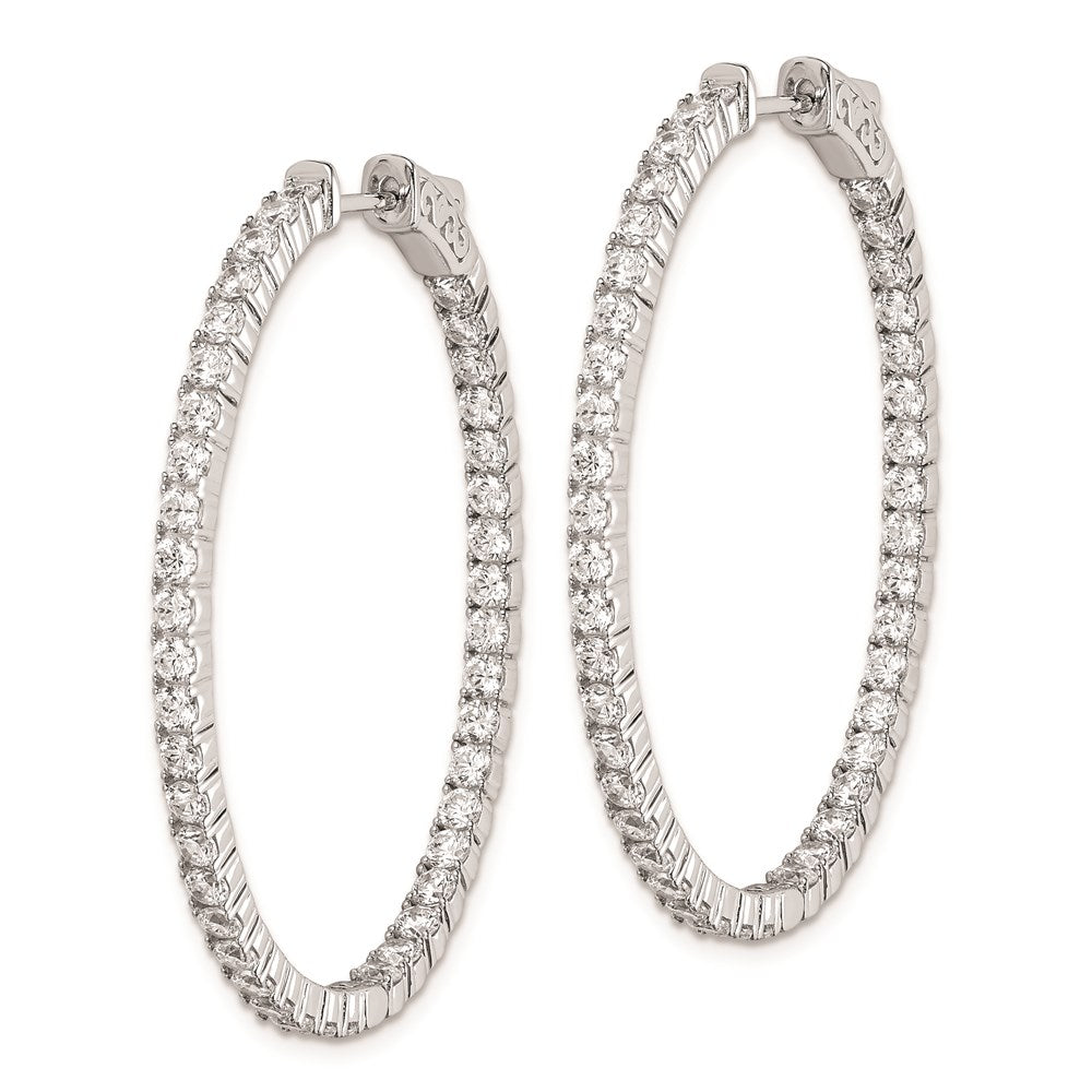 FJC Finejewelers 925 Sterling Silver Rhodium Plated CZ Hinged Oval Hoop Earrings 42 x 34 mm