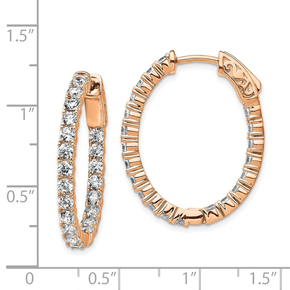 FJC Finejewelers 925 Sterling Silver Rose-tone CZ In and Out Oval Hoop Earrings 27 x 22 mm