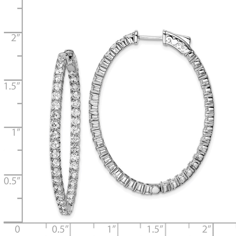 FJC Finejewelers 925 Sterling Silver Rhodium Plated CZ Hinged Oval Hoop Earrings 43 x 33 mm