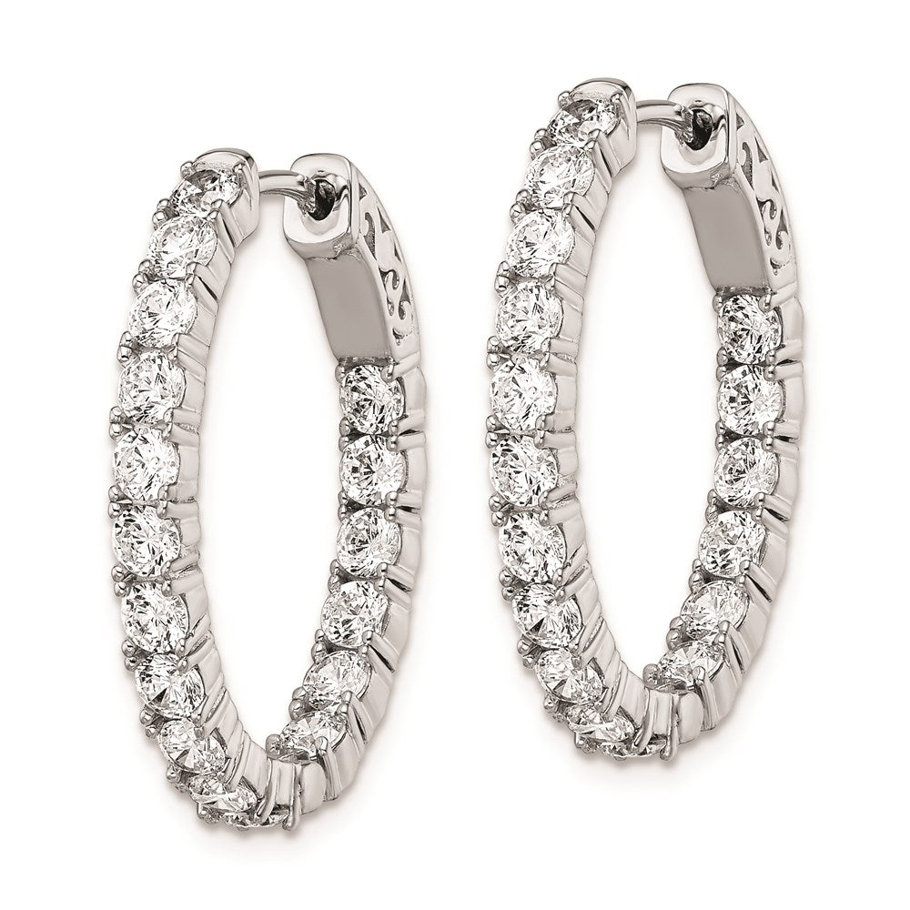 FJC Finejewelers 925 Sterling Silver Rhodium Plated CZ Hinged Oval Hoop Earrings 26 x 21 mm