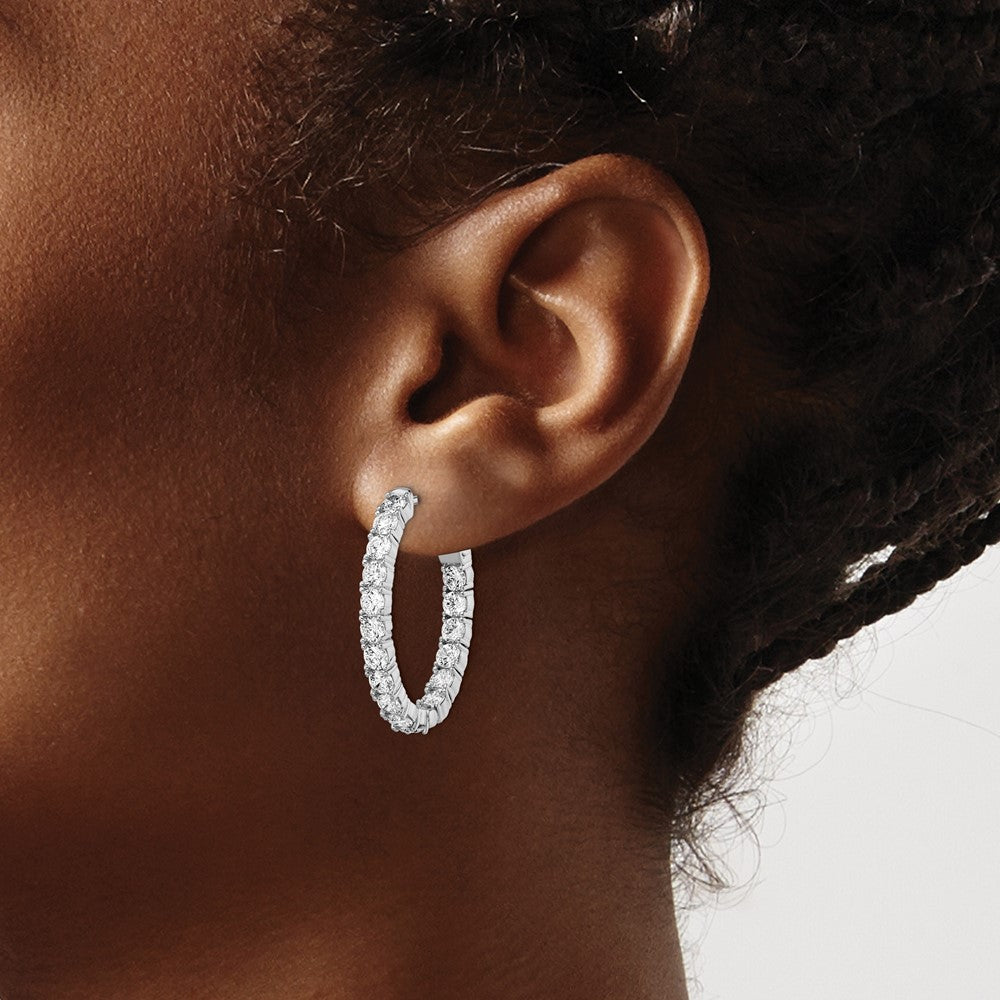 FJC Finejewelers 925 Sterling Silver Rhodium Plated CZ Hinged Oval Hoop Earrings 26 x 21 mm
