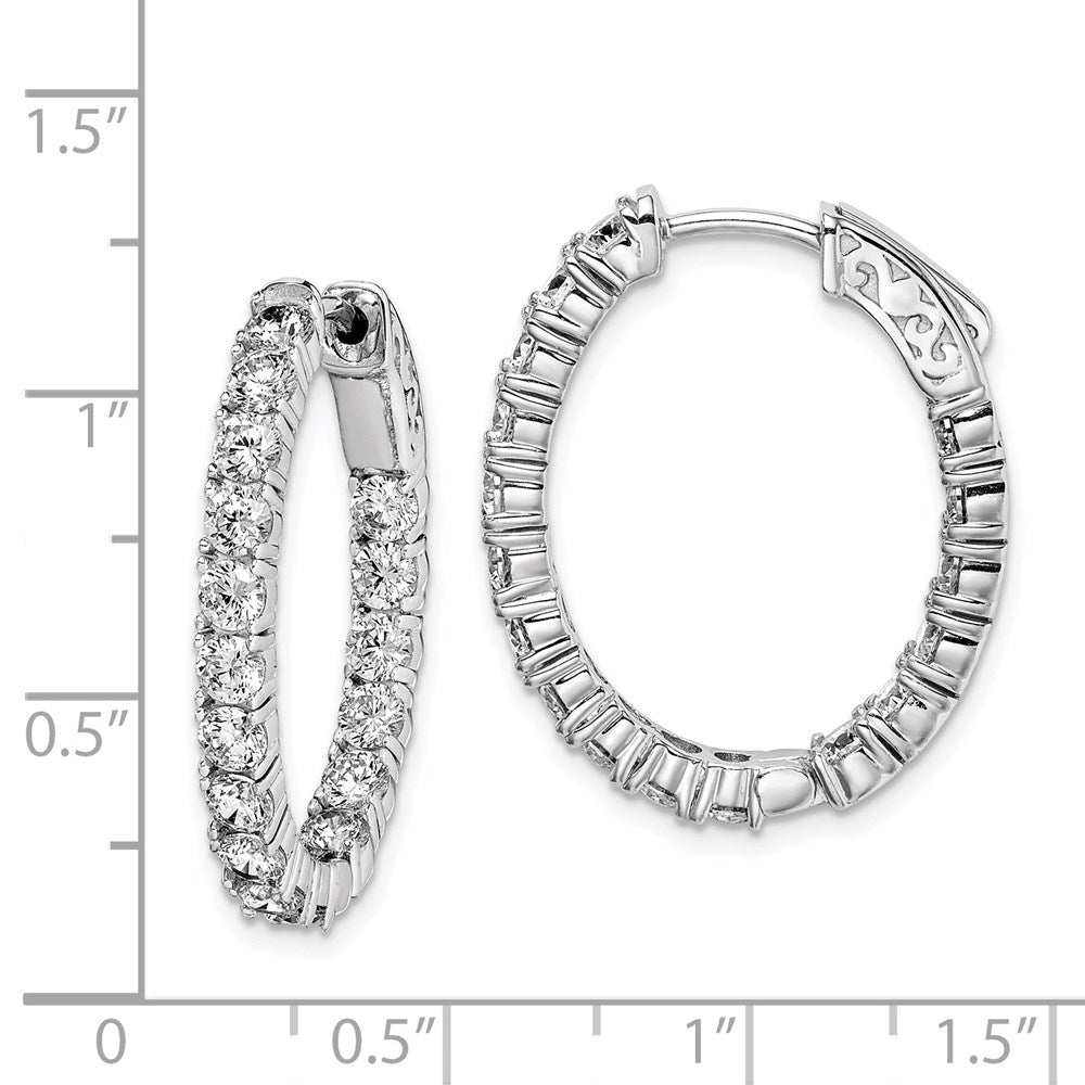 FJC Finejewelers 925 Sterling Silver Rhodium Plated CZ Hinged Oval Hoop Earrings 26 x 21 mm
