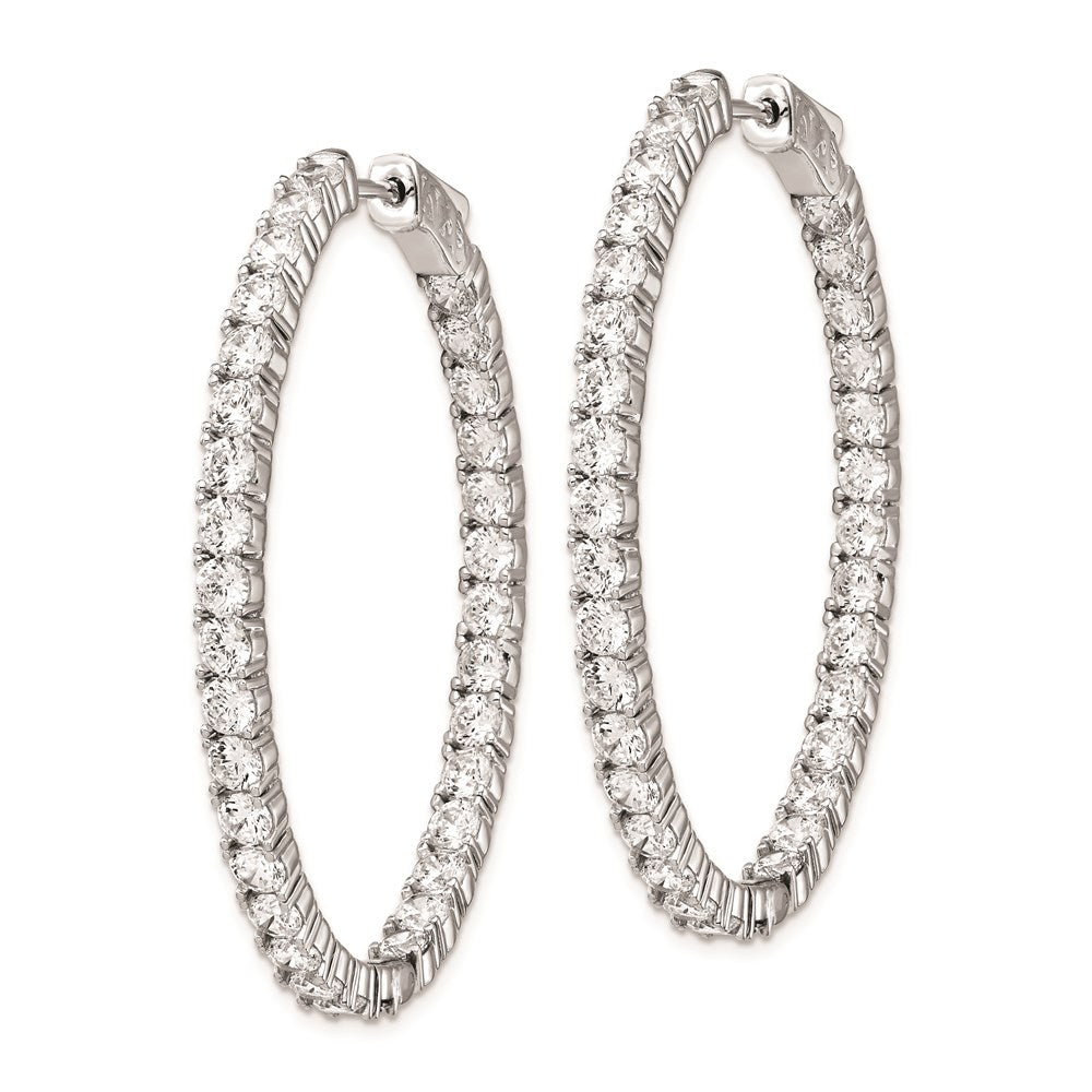 FJC Finejewelers 925 Sterling Silver Rhodium Plated CZ Hinged Oval Hoop Earrings 46 x 36 mm