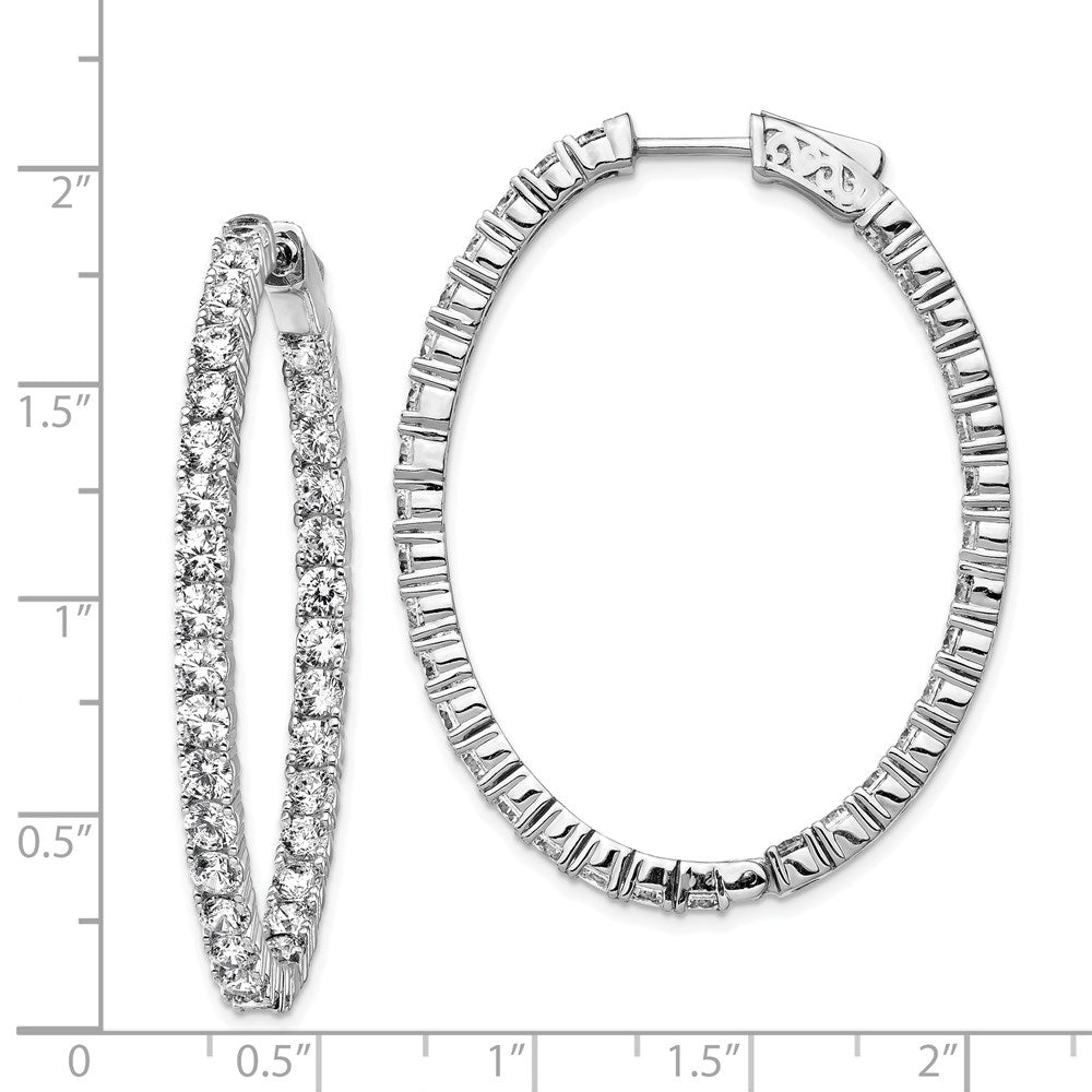 FJC Finejewelers 925 Sterling Silver Rhodium Plated CZ Hinged Oval Hoop Earrings 46 x 36 mm