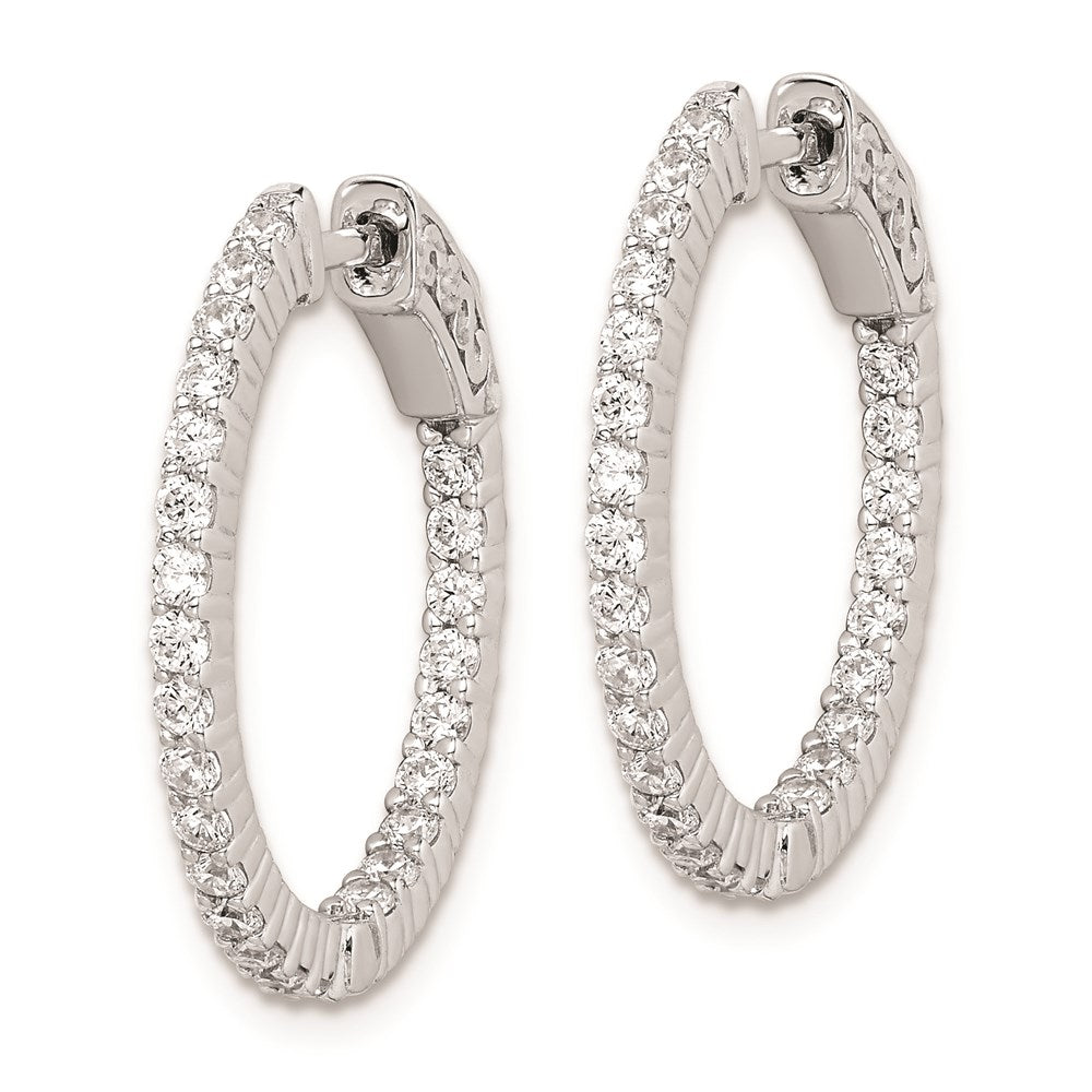 FJC Finejewelers 925 Sterling Silver Rhodium Plated CZ In and Out Hinged Hoop Earrings 23 x 23 mm