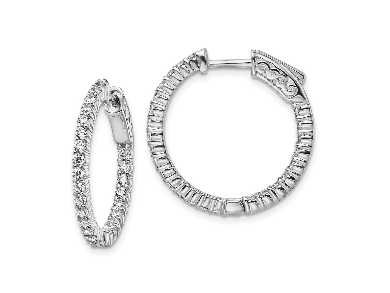 FJC Finejewelers 925 Sterling Silver Rhodium Plated CZ In and Out Hinged Hoop Earrings 23 x 23 mm