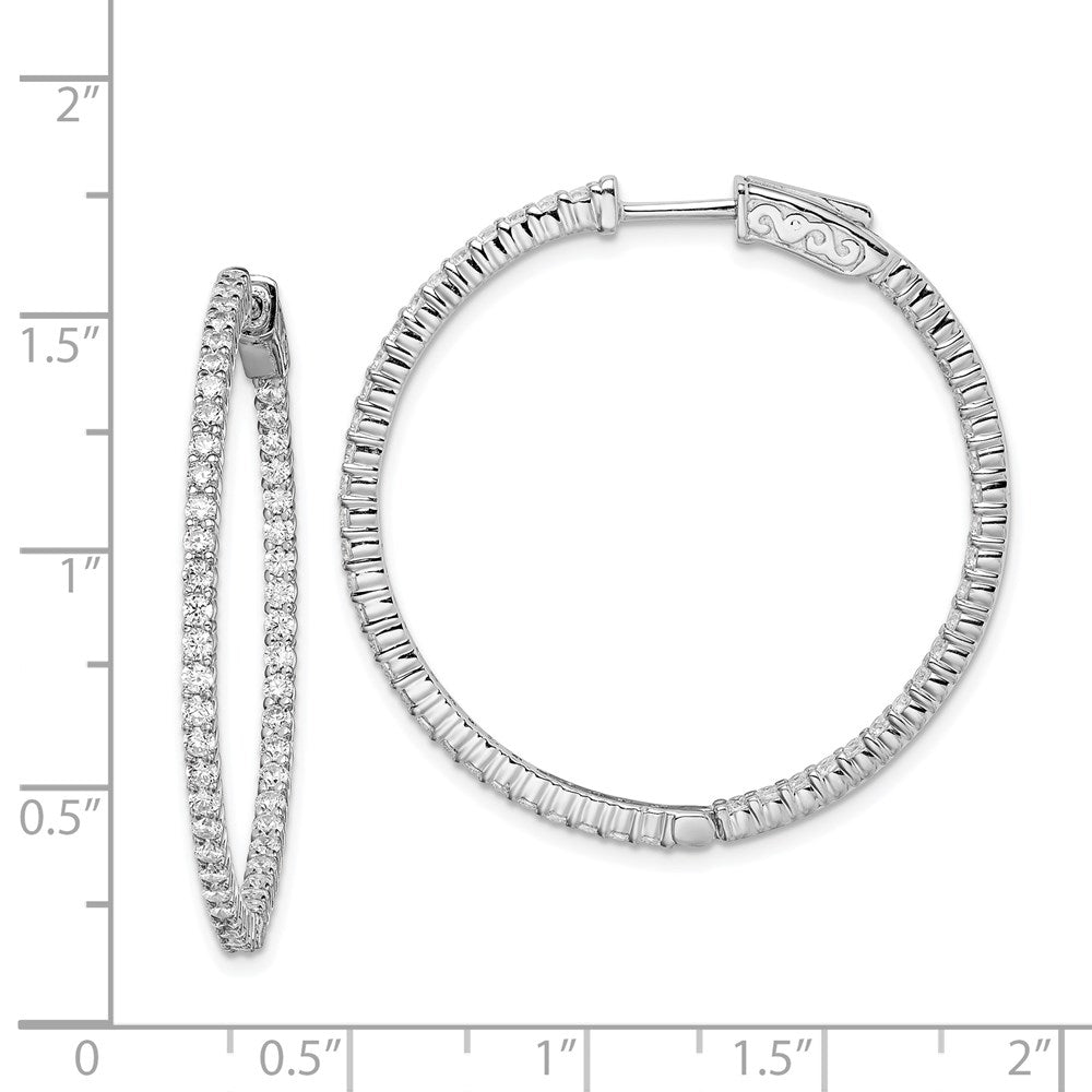 FJC Finejewelers 925 Sterling Silver Rhodium Plated CZ In and Out Hinged Hoop Earrings 36 x 35 mm