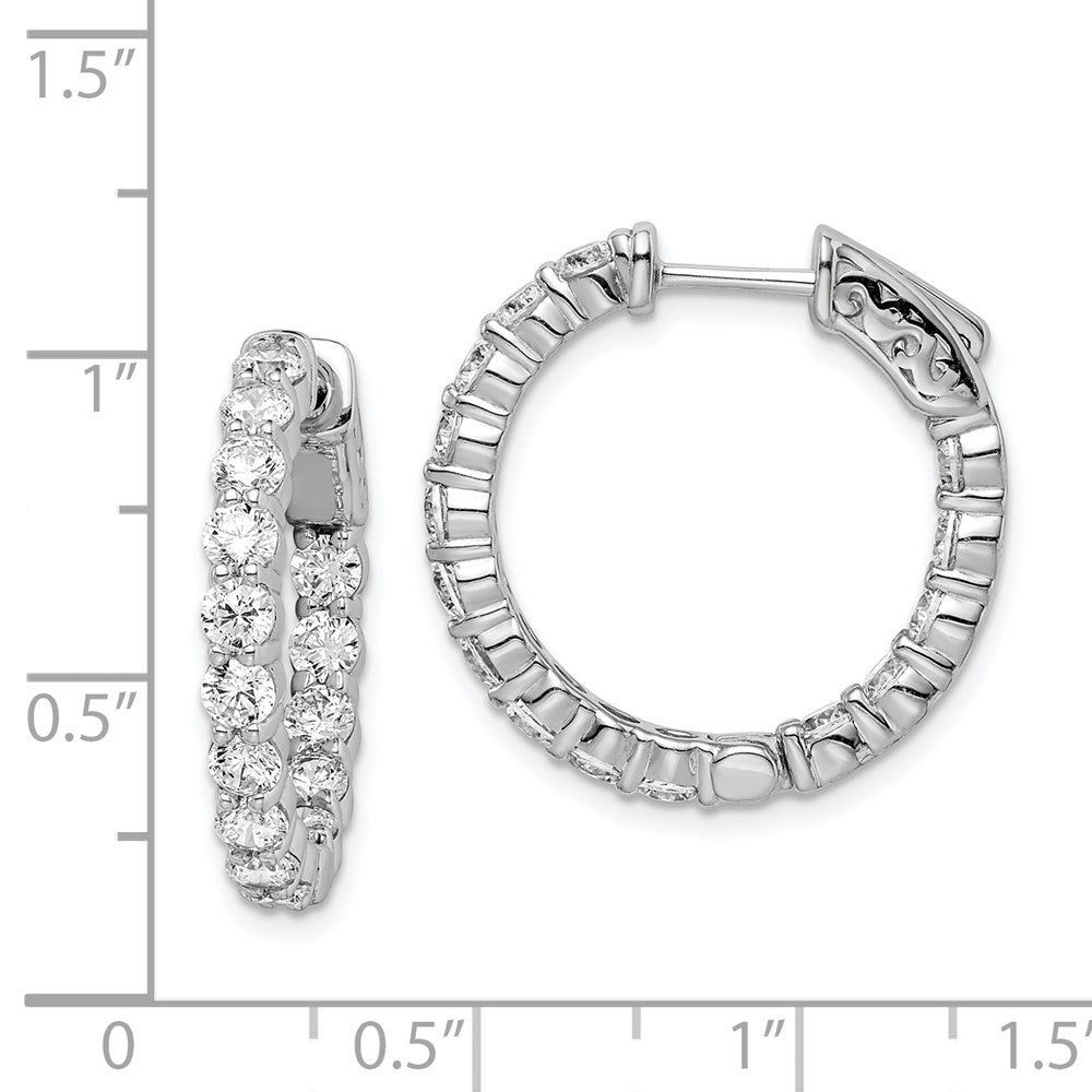FJC Finejewelers 925 Sterling Silver Rhodium Plated CZ In and Out Hinged Hoop Earrings 23 x 22 mm