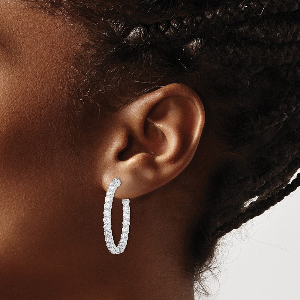 FJC Finejewelers 925 Sterling Silver Rhodium Plated CZ In and Out Hinged Hoop Earrings 33 x 33 mm