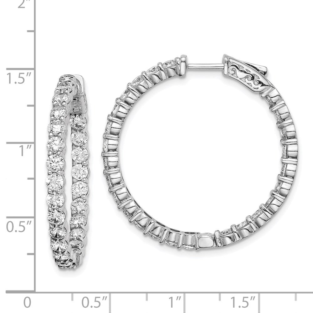 FJC Finejewelers 925 Sterling Silver Rhodium Plated CZ In and Out Hinged Hoop Earrings 33 x 33 mm