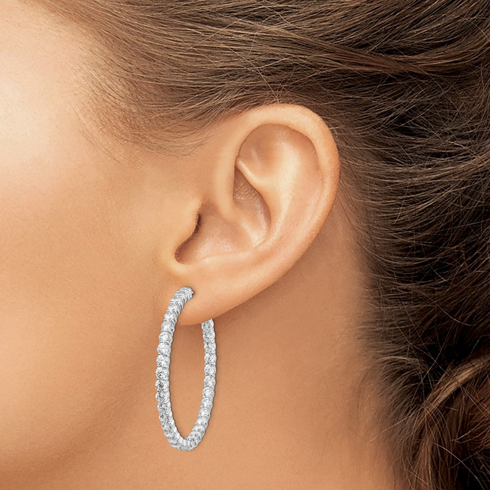 FJC Finejewelers 925 Sterling Silver Rhodium Plated CZ In and Out Hinged Hoop Earrings 43 x 42 mm