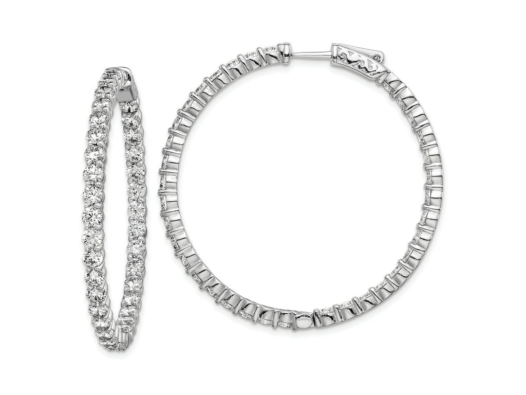 FJC Finejewelers 925 Sterling Silver Rhodium Plated CZ In and Out Hinged Hoop Earrings 43 x 42 mm