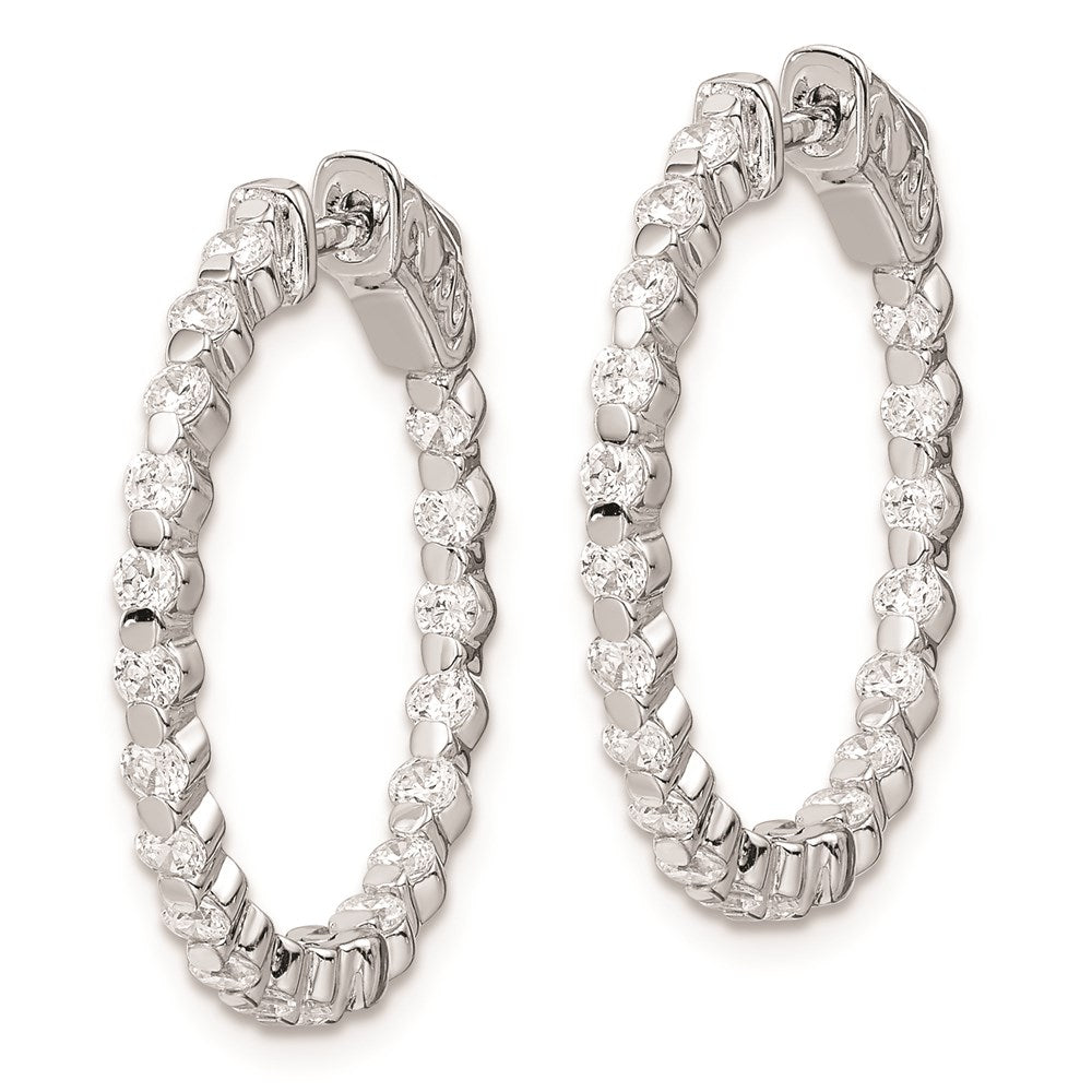 FJC Finejewelers 925 Sterling Silver Rhodium Plated CZ In and Out Hinged Hoop Earrings 24 x 25 mm