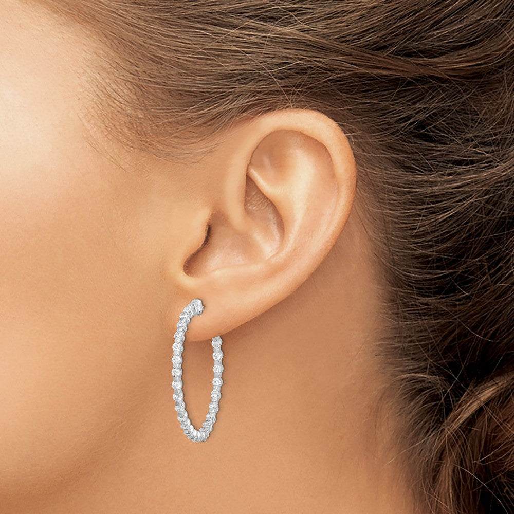 FJC Finejewelers 925 Sterling Silver Rhodium Plated CZ In and Out Hinged Hoop Earrings 36 x 36 mm