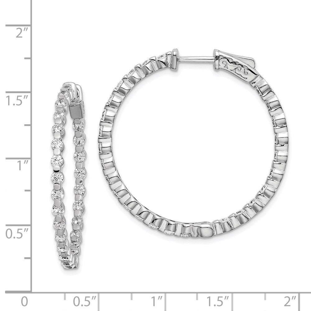 FJC Finejewelers 925 Sterling Silver Rhodium Plated CZ In and Out Hinged Hoop Earrings 36 x 36 mm