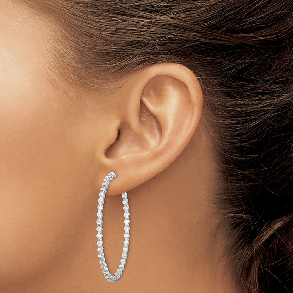 FJC Finejewelers 925 Sterling Silver Rhodium Plated CZ In and Out Hinged Hoop Earrings 49 x 48 mm