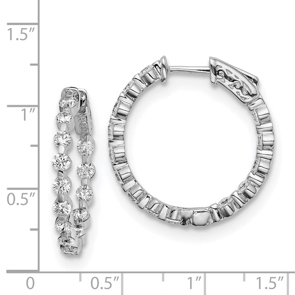 FJC Finejewelers 925 Sterling Silver Rhodium Plated CZ In and Out Hinged Hoop Earrings 26 x 25 mm