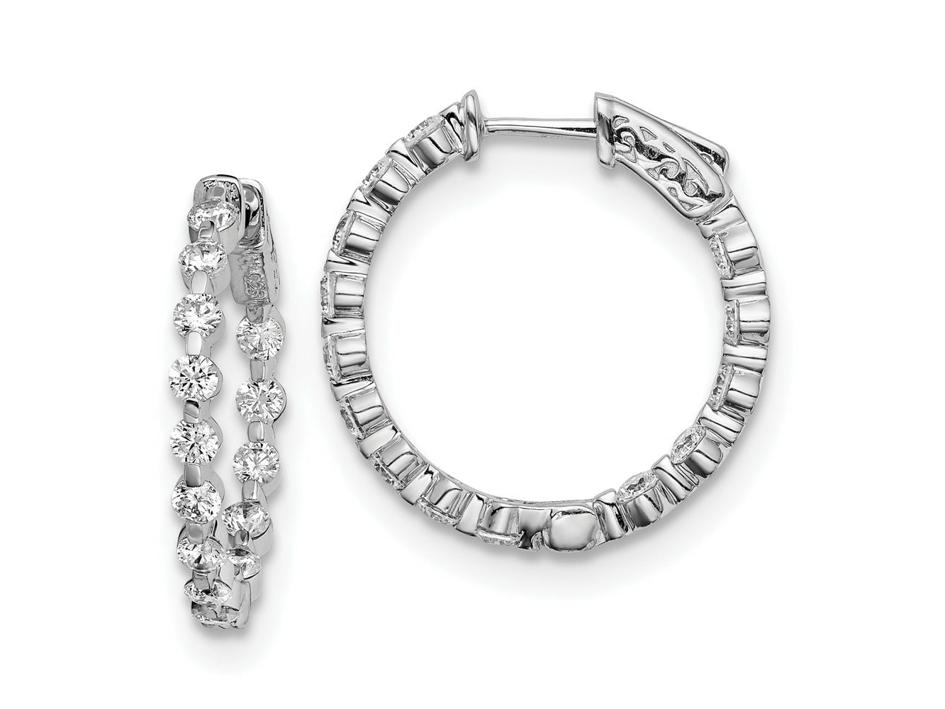FJC Finejewelers 925 Sterling Silver Rhodium Plated CZ In and Out Hinged Hoop Earrings 26 x 25 mm