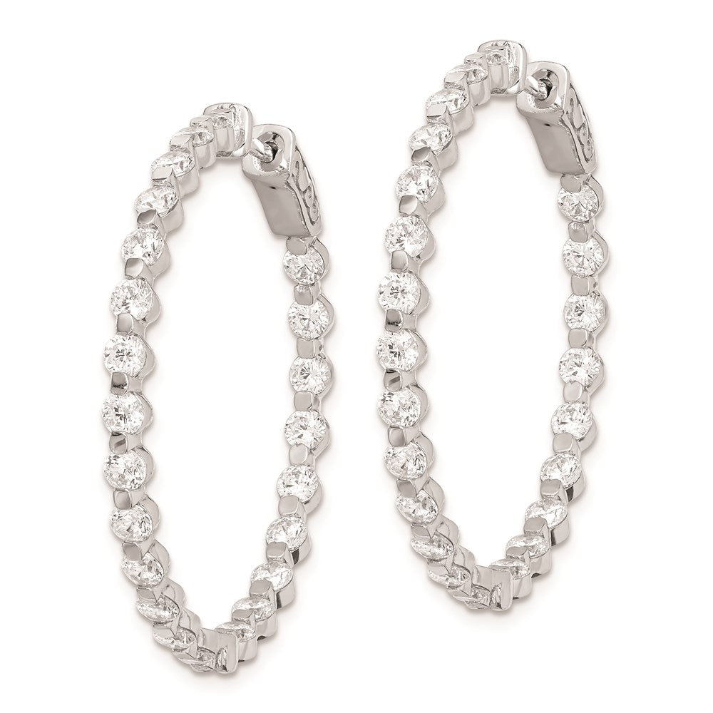 FJC Finejewelers 925 Sterling Silver Rhodium Plated CZ In and Out Hinged Hoop Earrings 36 x 35 mm