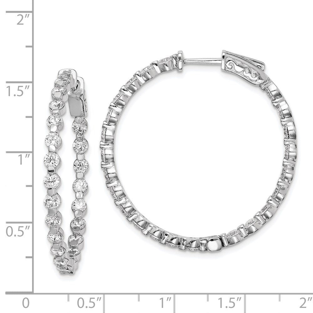 FJC Finejewelers 925 Sterling Silver Rhodium Plated CZ In and Out Hinged Hoop Earrings 36 x 35 mm